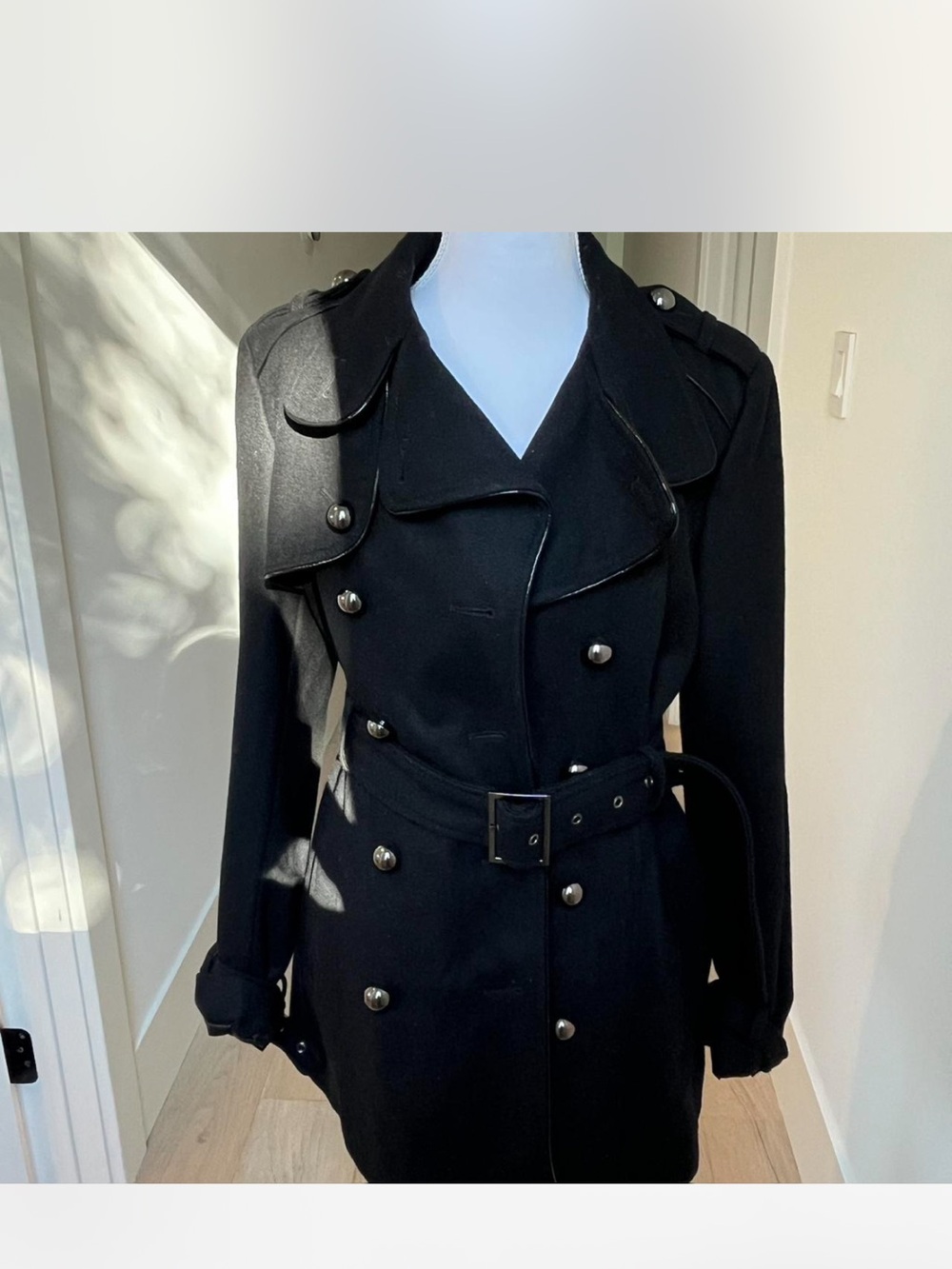 Miss Sixty Black Double-Breasted Trench Coat with Belt